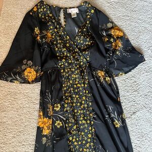Black and Yellow Floral Maxi Dress